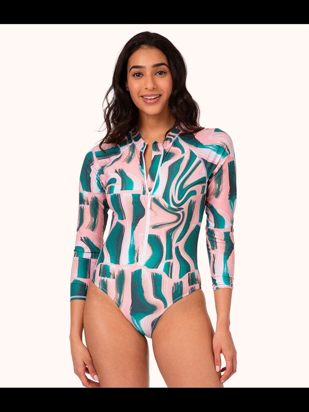 NWT The LIVELY The Swim Long Sleeve Zip Rashguard Bathing Suit Swim Size Large